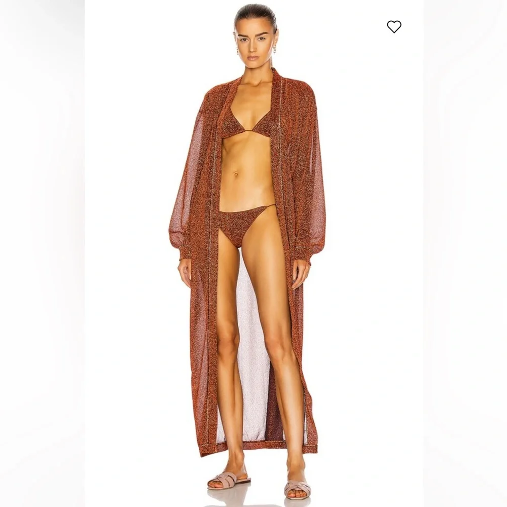 Oséree Lumiere Long Kaftan in Metallic Bronze
